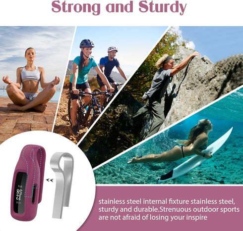 HSWAI 3-Pack Clips Replacement for Fitbit Inspire 2/Fitbit Inspire 3, Soft Comfortable Silicone Clip 360°Protection Holder Accessory Compatible wi...