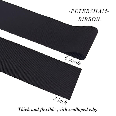 Black Petersham Ribbon 2 Inch 6 Yards Vintage Ribbon for Millinery Hat Craft...