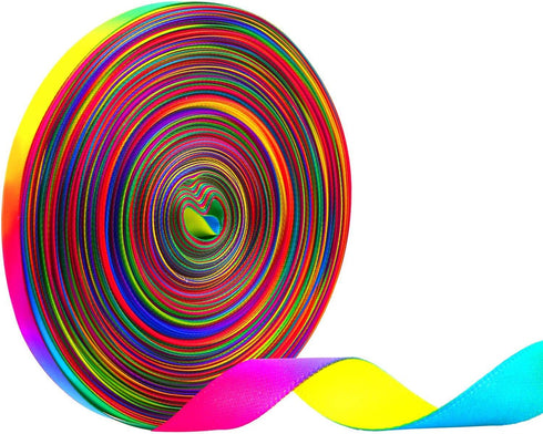 Teemico 50 Yards Satin Ribbon Gradient Rainbow Printed Double Side Satin Polyester Ribbon for DIY Handmade (9mm Wide)...