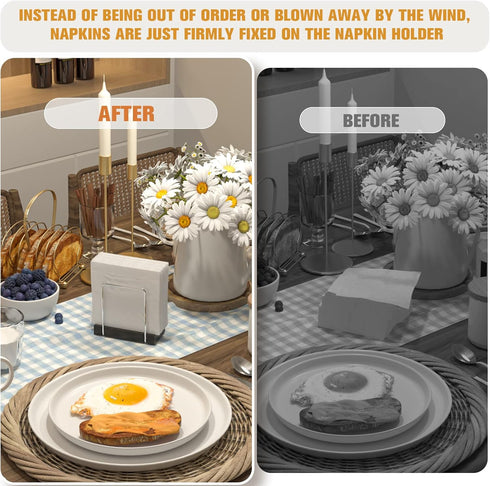 Mail Holder Bamboo Iron Mail Organizer Countertop Napkin Holder for Table Standing Napkin Dispenser for Kitchen Dining Table Farmhouse Cocktail Pi...