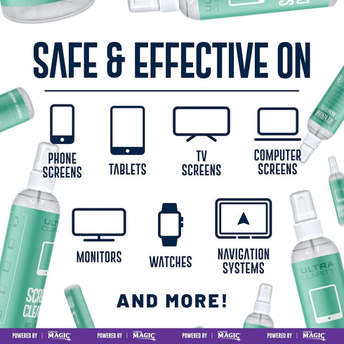 | Powered by Nano Magic Screen Cleaner 6oz Spray Bottle | Optical Grade Solution, Streak-Free Shine | Electronic Wipes Ideal for Touchscreen, Phon...