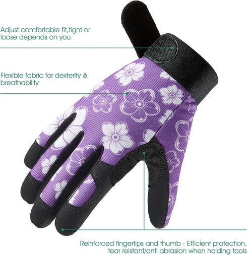 COOLJOB Medium Gardening Gloves for Women, Thorn Proof Ladies Work Gloves for Rose Pruning, Cactus Handling, Blackberry Bush Planting, Puncture Re...