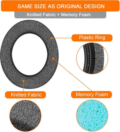 GVOEARS Replacement Ear Pads for Corsair HS70 Pro HS60 HS50, Durable Knitted Gaming Headset Noise Isolation Cushions (Grey)...