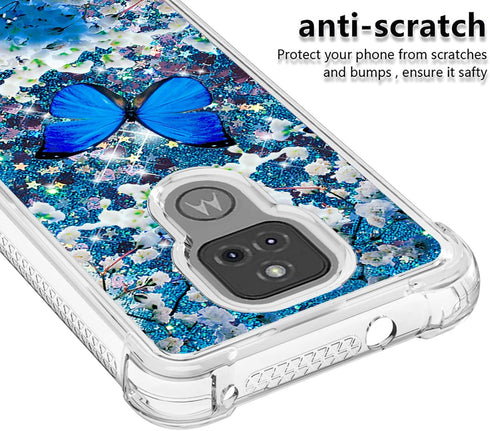 for Moto G Play 2021 Case with Tempered Glass Screen Protector,Glitter Bling Floating Liquid Sparkle Girls Women Cute Soft TPU Protective Phone Ca...