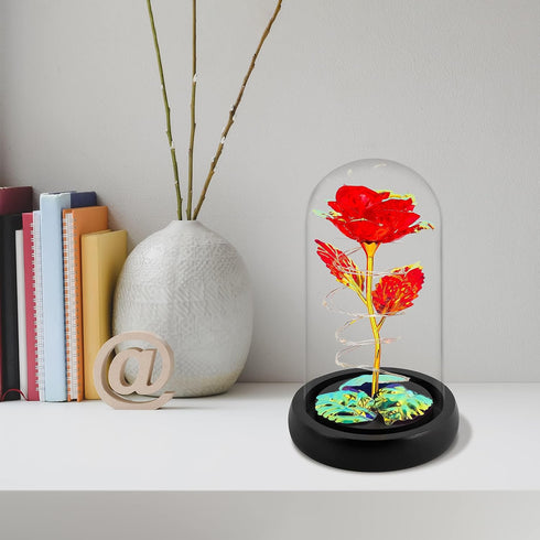 Childom Birthday Gifts for Women,Christmas Flowers Gifts for Her,Women,Mom,Wife,Grandma,Light Up Rose in Glass Dome,Colorful Red Flowers for Chris...