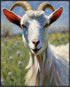 Posterizer 1 pcs- White goat with a background of purple flowers-Art for Animal Lovers-Floral Botanical Art- Gift for Men Women Teens-Living Room...