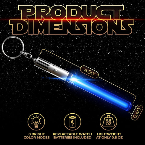 LIGHTSABER KEYCHAIN LIGHT UP LED STAR WARS Glowing Light Saber Key Chain Lightup Sabers 8 COLOR MODES: Green, Blue, Red, Baby Blue, Pink, Yellow, ...