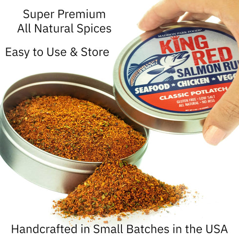 King Red Salmon Rub-Classic Potlatch Seasoning Dry Spice Blend-Restaurant Grilled Seafood and Fish-All Natural, Gluten Free, Keto, Low Sodium, No ...