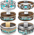 Sasylvia 6 Pcs Turquoise Bracelet for Women Leather Bracelet Western Jewelry for Women Multilayer Boho Cuff Bangle Set...
