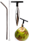 Ken's CocoMon Coconut Opener Tool + Stainless Straw for Fresh GREEN Young Fruit Black Rubber Handle EZ Easy Grip SAFE with Stainless Steel Drinkin...