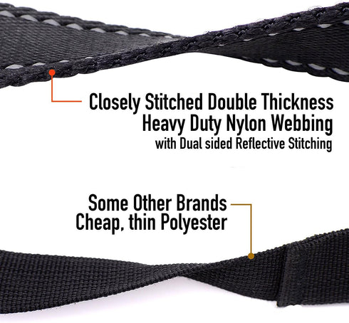 Dog Leash 8ft Long - Black - Traffic Padded Two Handle - Heavy Duty - Double Handles Lead for Control Safety Training - Leashes for Large Dogs or ...