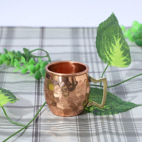 Buddha4all 2 Oz. Solid Copper Mini Moscow Mule Shot Mug Set Copper Hammered Shot Glass Set (4)...