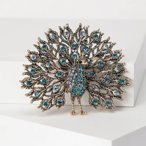 4 PCS Multicolor Rhinestone Crystal Peacock Brooch Pin Lapel Pin for Women (4 colors)...