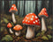 Posterizer 1 pcs-cute mushrooms in the wild-oil painting style 5-Floral & Botanical Art-Landscape & Nature Art-Decor for Home & Office- unframed w...