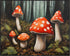 Posterizer 1 pcs-cute mushrooms in the wild-oil painting style 5-Floral & Botanical Art-Landscape & Nature Art-Decor for Home & Office- unframed w...