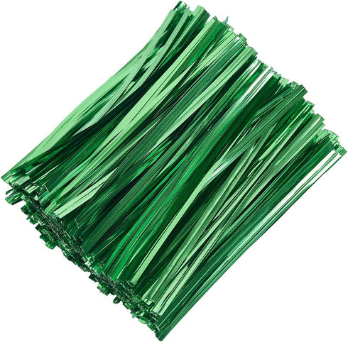 800pcs 4" Metallic Twist Ties(Green) for Bakery, Candy Bags, Coffee Bags, Goodie Bags...