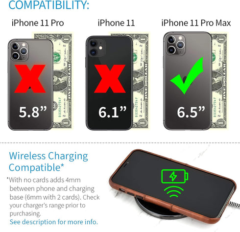 Dockem Wallet Case for iPhone 11 Pro Max: Built-in Metal Plate for Magnetic Mounting & 2 Credit Card Holder Slots (6.5" Exec M2, Synthetic Leather...