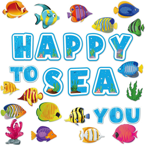 Fish Cutouts Tropical Fish Classroom Bulletin Board Decorations Fishing Ocean Themed Birthday Party Supplies for Toddler Kids Students Classroom...