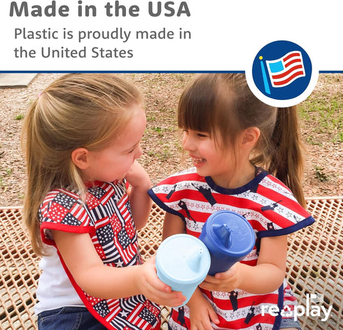 Re-Play Sippy Cups for Toddlers - 10 Oz. Reusable Spill Proof Cups for Kids, Dishwasher/Microwave Safe - Made in USA - Set of 4-3.13" x 6.25" - Ci...