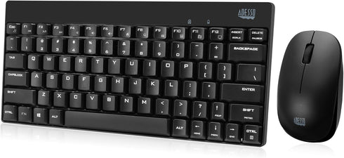Adesso WKB-1100CB Natural Ergonomic Wireless Spill Resistant Mini Keyboard & Mouse Combo,Black...