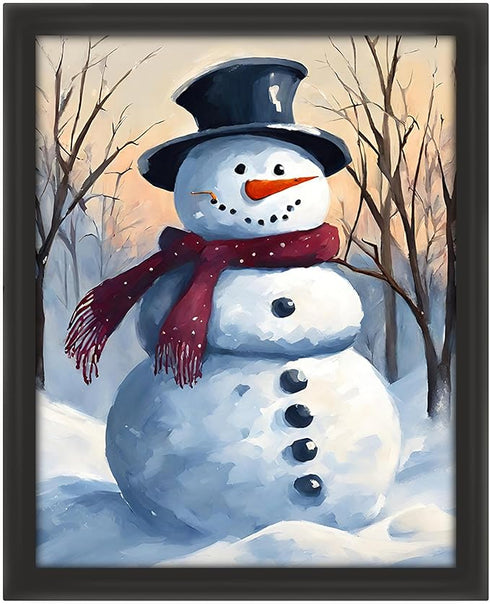 Posterizer 1 pcs-cute snowman in snowy wintery nature 8-Holiday Poster Collection-Landscape & Nature Art-Living Room Bedroom Decor- unframed wall ...