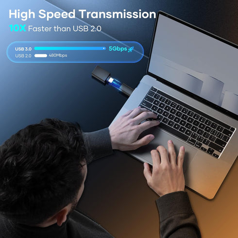 USB C to USB Adapter (4 Pack), USB C Female to USB Male 3.0, USB Type C Adapter Compatible with iPhone 15/14/13/12, iPad Pro/mini/air, Samsung Gal...