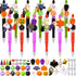 Tenceur 12 Pcs Halloween Plastic Beadable Pen Bead Ballpoint Pen Halloween Silicone Beads 105 Pcs Accessories DIY Black Ink Bead Pen Pumpkin Skull...
