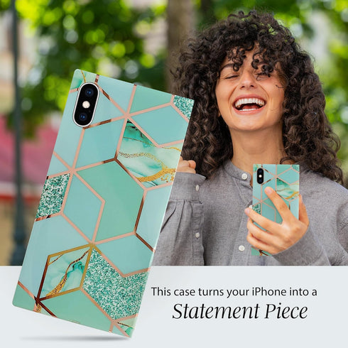 Cocomii - Rectangle Case Compatible with iPhone Xs/X - Natural Marble, Timeless Pattern, Glossy, Women Girls Men, Protective Phone Case for iPhone...