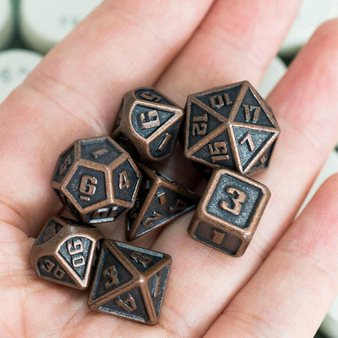 UDIXI 10mm Mini Metal DND Dice Set, 7-Die Small Metal Dice Portable Tiny Polyhedral RPG Dice for D&D Dungeons and Dragons Role Playing Games (Copp...