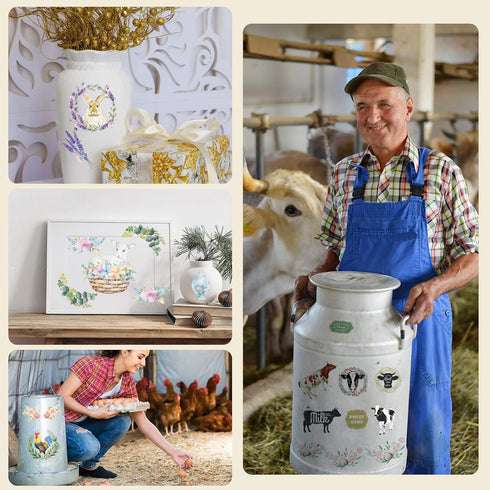 BBTO 12 Sheets Rub on Transfers for Crafts and Furniture Rub on Transfer Stickers Rub on Decals for Wood DIY Paper Home Decor, 5.5 x 5.7 Inch(Rust...