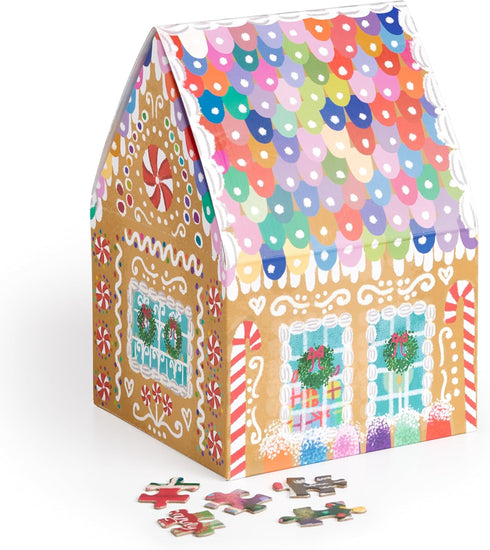 Galison Gingerbread Cottage – 500 Piece Joy Laforme House Shaped Jigsaw Puzzle Featuring Beautiful Artwork of A Christmas Gingerbread Bakery...