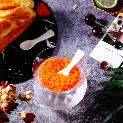 Glass Caviar Chiller Server Set Plus 6 Pcs Caviar Spoons Caviar Serving Set 2.76 to 3.54 Inches Mother of Pearl Spoon Shell Spoon Round Handle, Un...