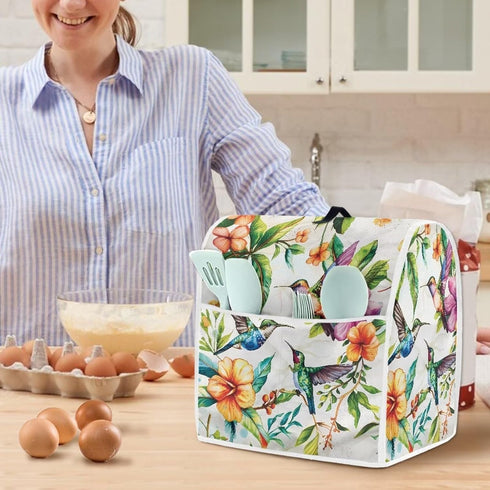 Hummingbird Flower Stand Mixer Cover Stylish Kitchen Appliance Dust Covers Waterproof Splash and Stain Resistant Mixer Accessories Suitable for Co...