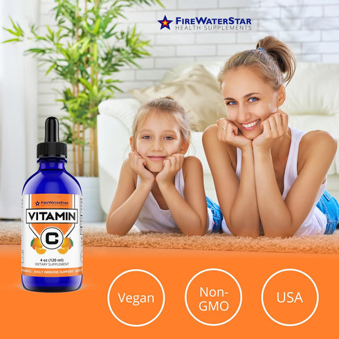 FWS Liquid Vitamin C Drops - Bioactive Vitamin C Liquid Supplement for Adults and Kids - Organic, Non-GMO, Vegan - Pure Ascorbic Acid - Skin Healt...