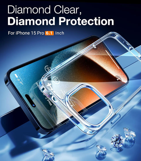 TORRAS Shockproof Designed for iPhone 15 Pro Case, 12FT Military Grade Drop Tested, Anti-Fingerprint Anti-Scratch Translucent Matte Back with Sili...