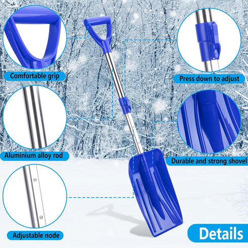 27.5-33.5 Inch Adjustable Kids Snow Shovel- Detachable Kids Digging Snow Shovel with D-Grip Handle- Durable Beach Snow Shovels for Kids Outdoor Ya...