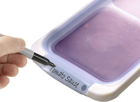 PrepWorks PKS-725 Dishwasher Safe 1 Cup 4 Serving Leftover Soup & Food Storage Freezer Pod Tray with Silicone Lid, Blue & White...