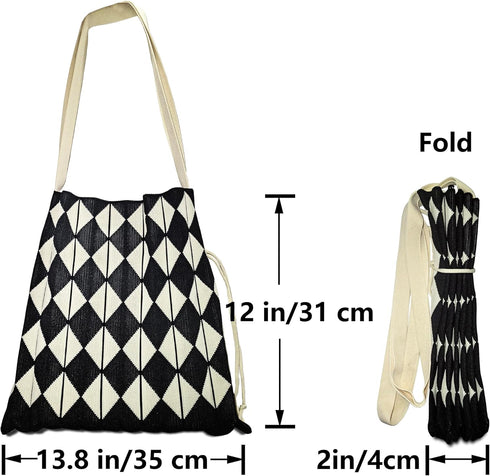 HUANN Women's Foldable Shoulder Handbags Hand Crocheted Bags Large Shoulder Shopping Bag tote bag Aesthetic Cute Tote bags...