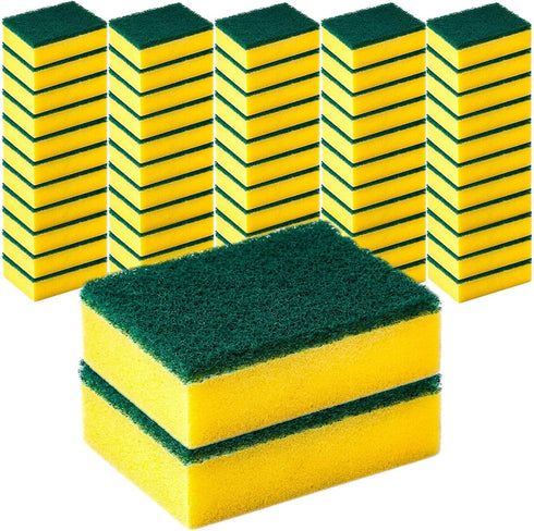 DecorRack 56 Cleaning Scrub Sponges for Kitchen, Dishes, Bathroom, Car Wash, One Scouring Scrubbing One Absorbent Side, Abrasive Scrubber Sponge D...