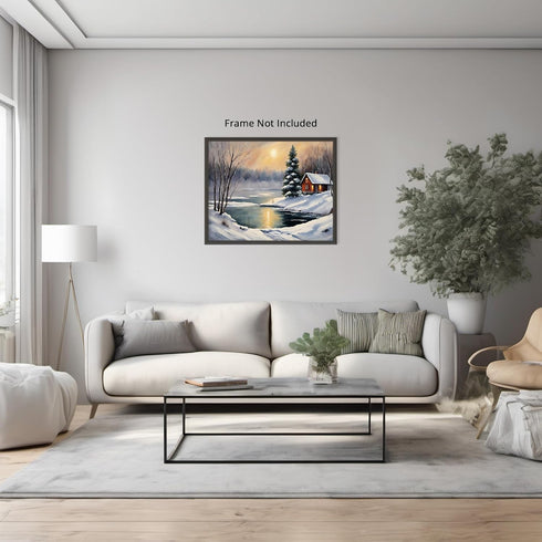 Posterizer 1 pcs-old farm house in snowy winter nature-in oil painting style-11-Landscape & Nature Art-Living Room Bedroom Decor- unframed wall ar...