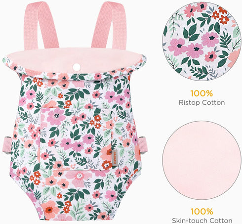 GAGAKU Doll Carrier Fits IKEA Doll, Reborn Baby Doll, Bitty Baby, American Girl Doll up to 18 Inches, Doll Accessories - Pink (Leaf)...