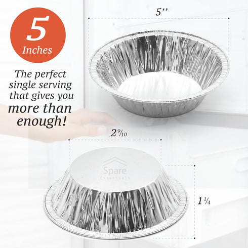 (60 Pack) Pie Tins 5 inch, Disposable Mini Pies Tin, Tart Aluminum, Individual Serving Pans for Baking Mini Chicken Potpie, Small Homemade Cakes &...