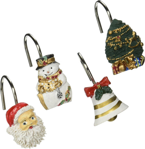 Carnation Home Fashions "Christmas Time" Set of 12 Shower Curtain Hooks...