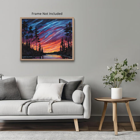 Posterizer 1 pcs- mountains, trees, night sky landscape nature 4-Landscape & Nature Art-Floral Botanical Art- Decor for Home & Office- unframed wa...