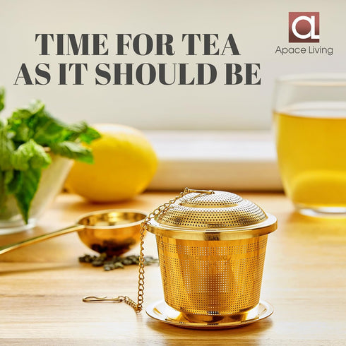 Tea Infuser (Set of 2) with Tea Scoop and Drip Dray - Ultra Fine Tea Strainer for Loose Leaf Tea - Stainless Steel Tea Steeper for a Superior Brew...