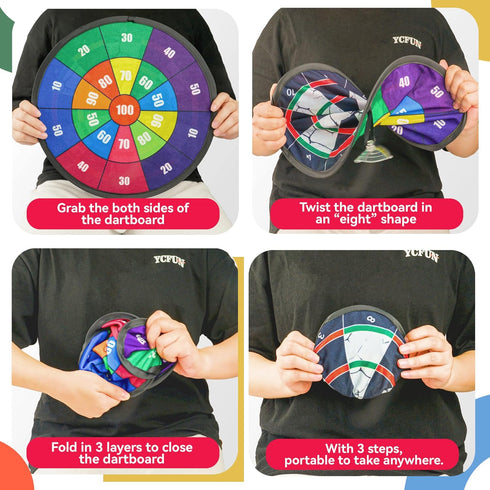 BELLOCHIDDO Double Sided Dart Board for Kids, Toys for 3 4 5 6 7 8 9 10 11 12 Years Old Boys with 12 Velcro Sticky Balls, Indoor & Outdoor Party C...