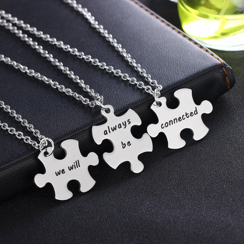 YEEQIN 3PCS We Will Always Be Connected Necklace Set, Best Friends Necklace for 3, Friendship Jewelry Gift for Sisters Friends...