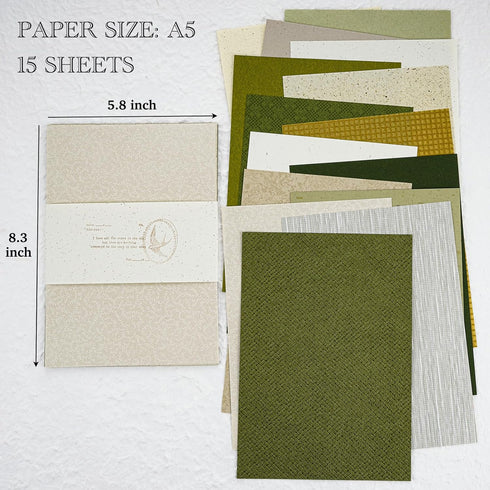 15 Sheets Textured Scrapbook Paper Assorted Set - Mixed Special Craft Paper for Scrapbooking Junk Journaling Supplies Bullet Journal Planner Colla...