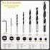 23 Pcs Wood Drill Bit Set with Dowel Pins Center Point and Stopper, Woodworking Brad Point Bit Set Plugs Drill Hole Tool Perfect for Woodworking C...