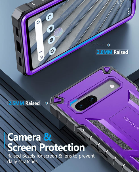 FNTCASE for Google Pixel 7a Case: Dual Layer Protective Rugged Shockproof Phone Cover with Built-in Screen Protector & Kickstand | Military Grade ...
